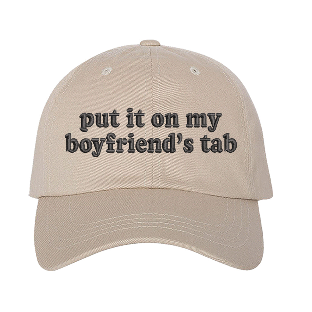 Stone baseball hat embroidered with the phrase put it on my boyfriends tab-DSY Lifestyle