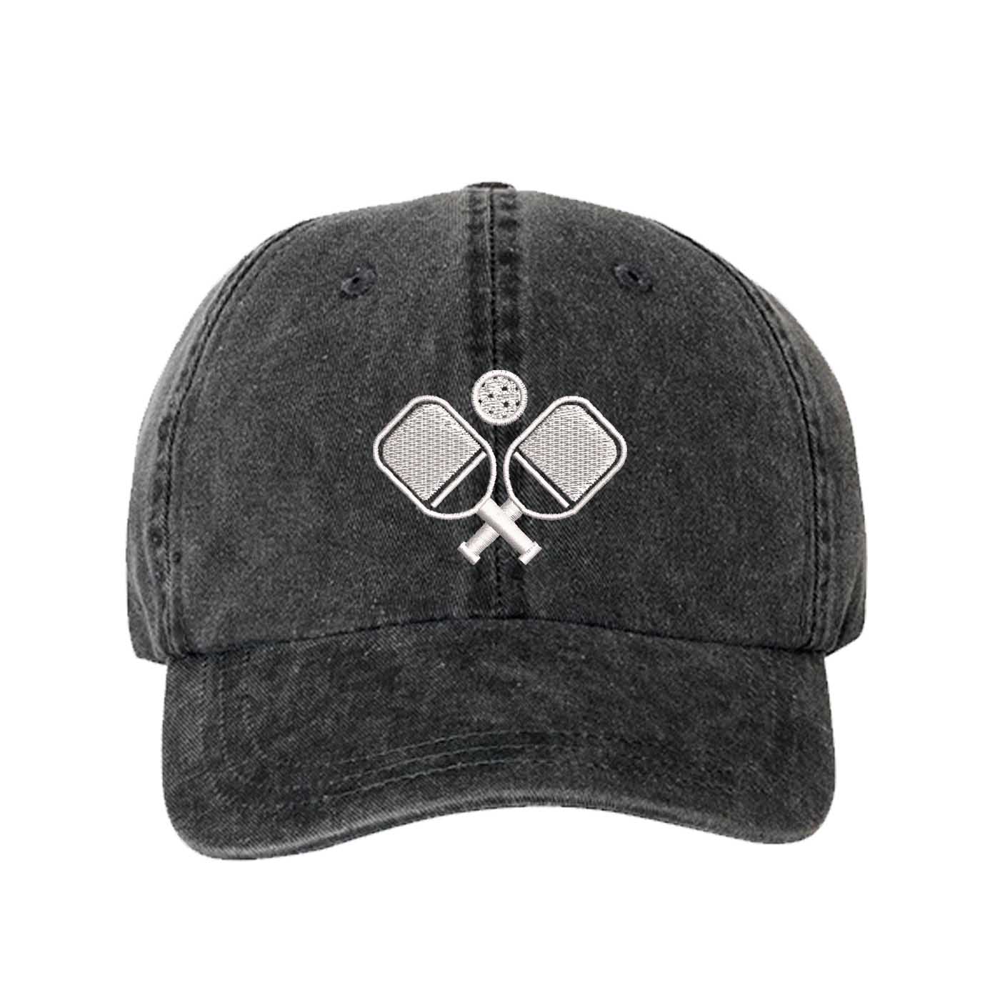 Black Pickle Ball Washed Statement Baseball Hat – a washed, relaxed-fit statement cap designed for everyday comfort and real-life moods. Trendy, adjustable, and effortlessly stylish. - DSY Lifestyle