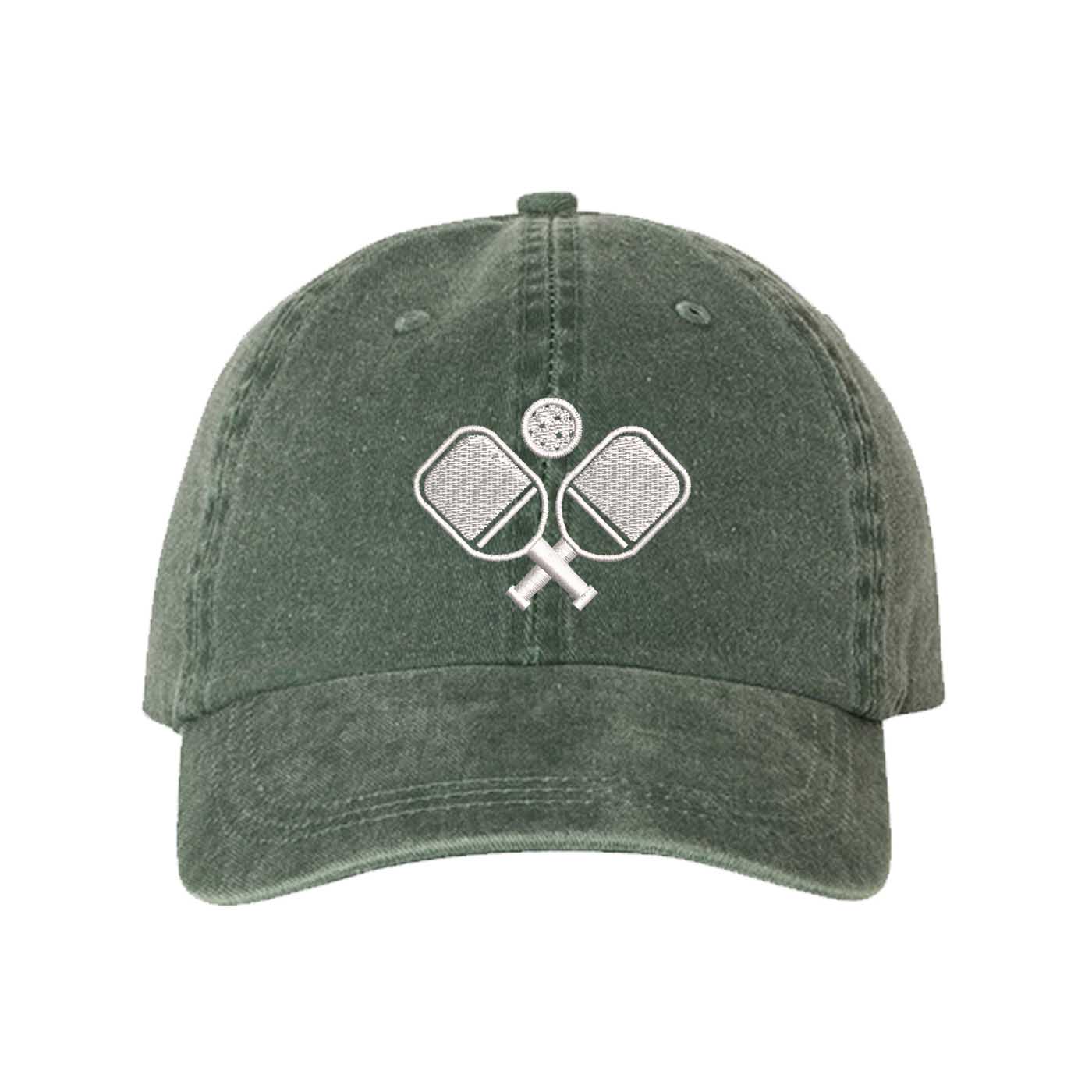Dark Green Pickle Ball Washed Statement Baseball Hat – a washed, relaxed-fit statement cap designed for everyday comfort and real-life moods. Trendy, adjustable, and effortlessly stylish. - DSY Lifestyle