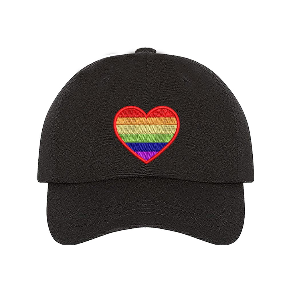 Black baseball hat embroidered with a pride heart-DSY Lifestyle