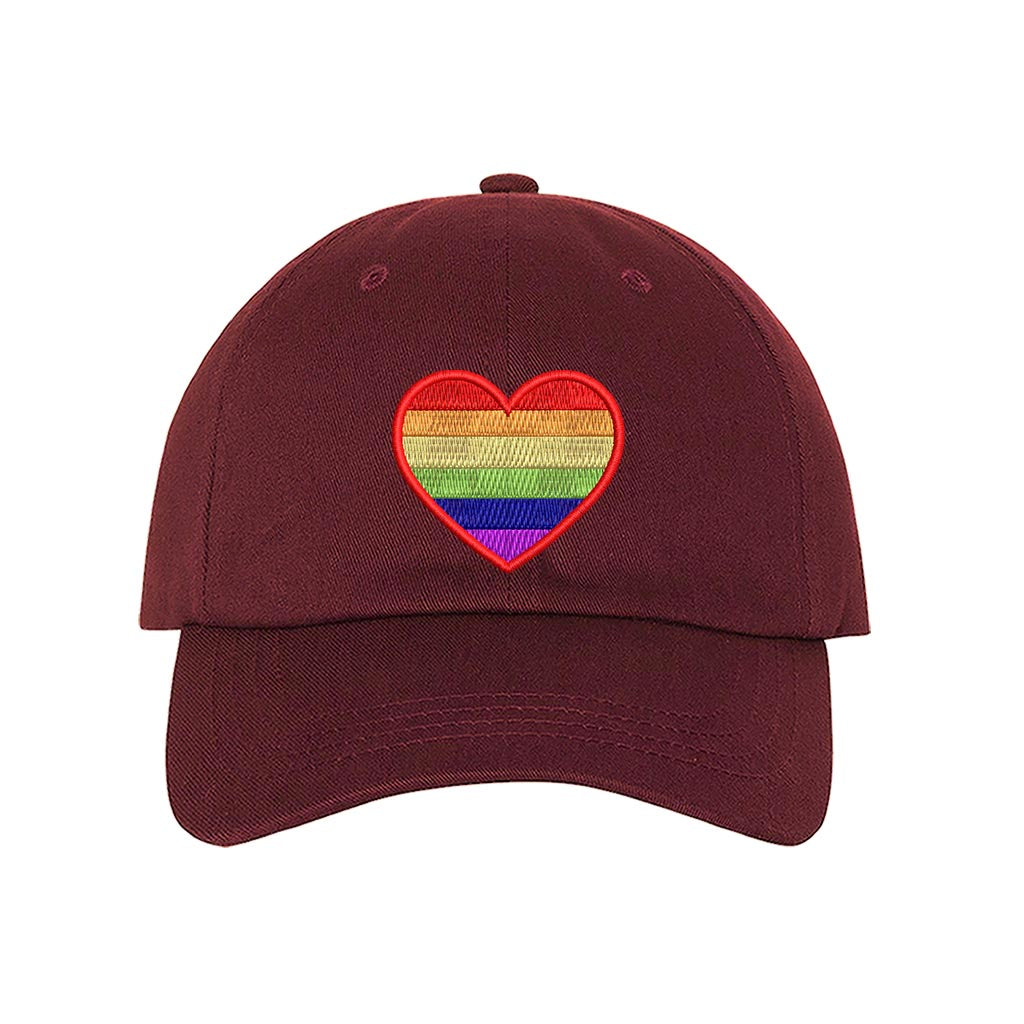 Burgundy baseball hat embroidered with a pride heart-DSY Lifestyle