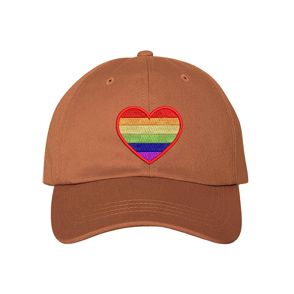 Burnt Orange baseball hat embroidered with a pride heart-DSY Lifestyle
