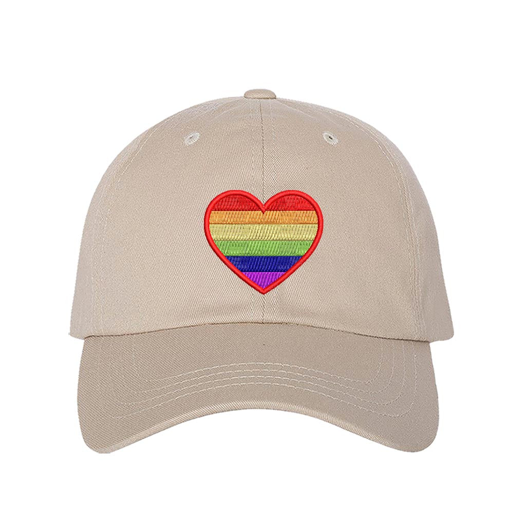 Stone baseball hat embroidered with a pride heart-DSY Lifestyle