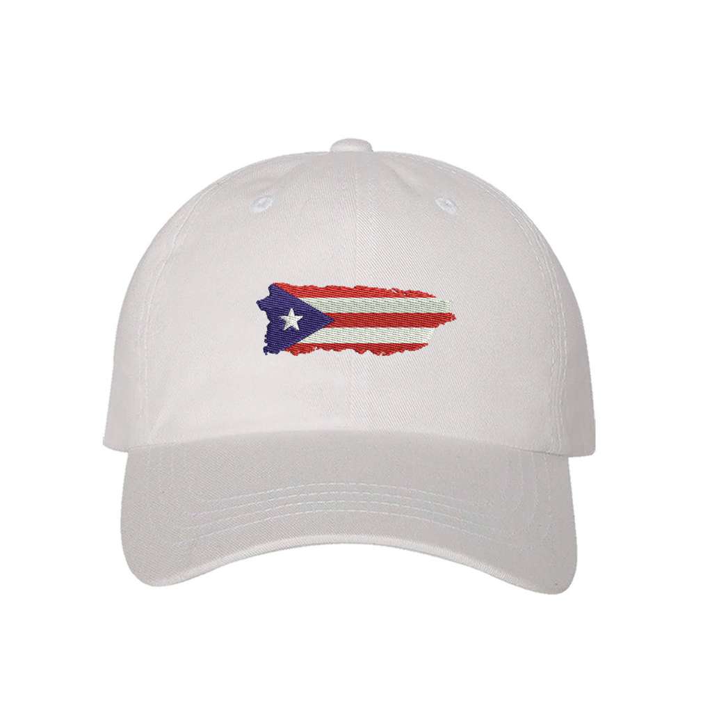 Puerto Rico Map Embroidered Baseball Cap