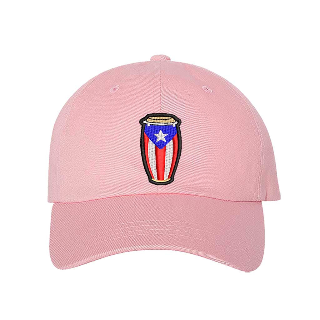 Light Pink Conga Salsa Puerto Rico Baseball Hat featuring embroidered conga drums and salsa-inspired details on a stylish adjustable cap - DSY Lifestyle