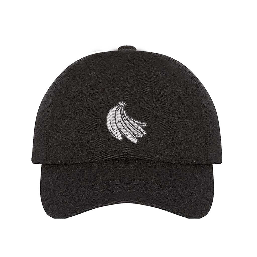 Black baseball hat with “Plátanos” embroidered in bold lettering, celebrating Puerto Rican culture with a fun and stylish touch - DSY Lifestyle