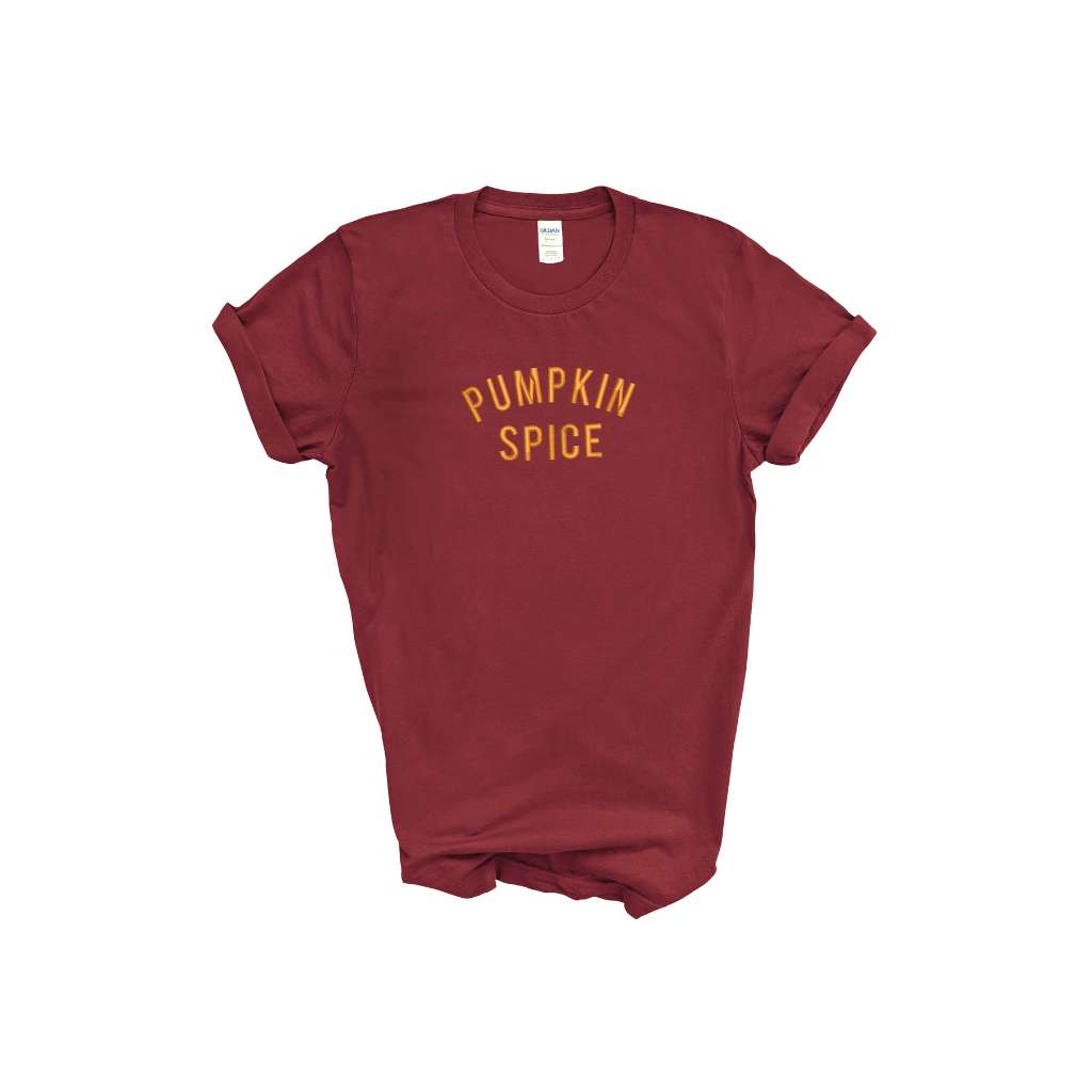 Burgundy T-shirt embroidered with Pumpkin Spice - DSY Lifestyle