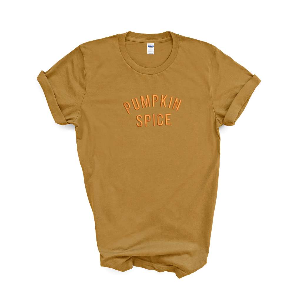 Gold T-shirt embroidered with Pumpkin Spice - DSY Lifestyle