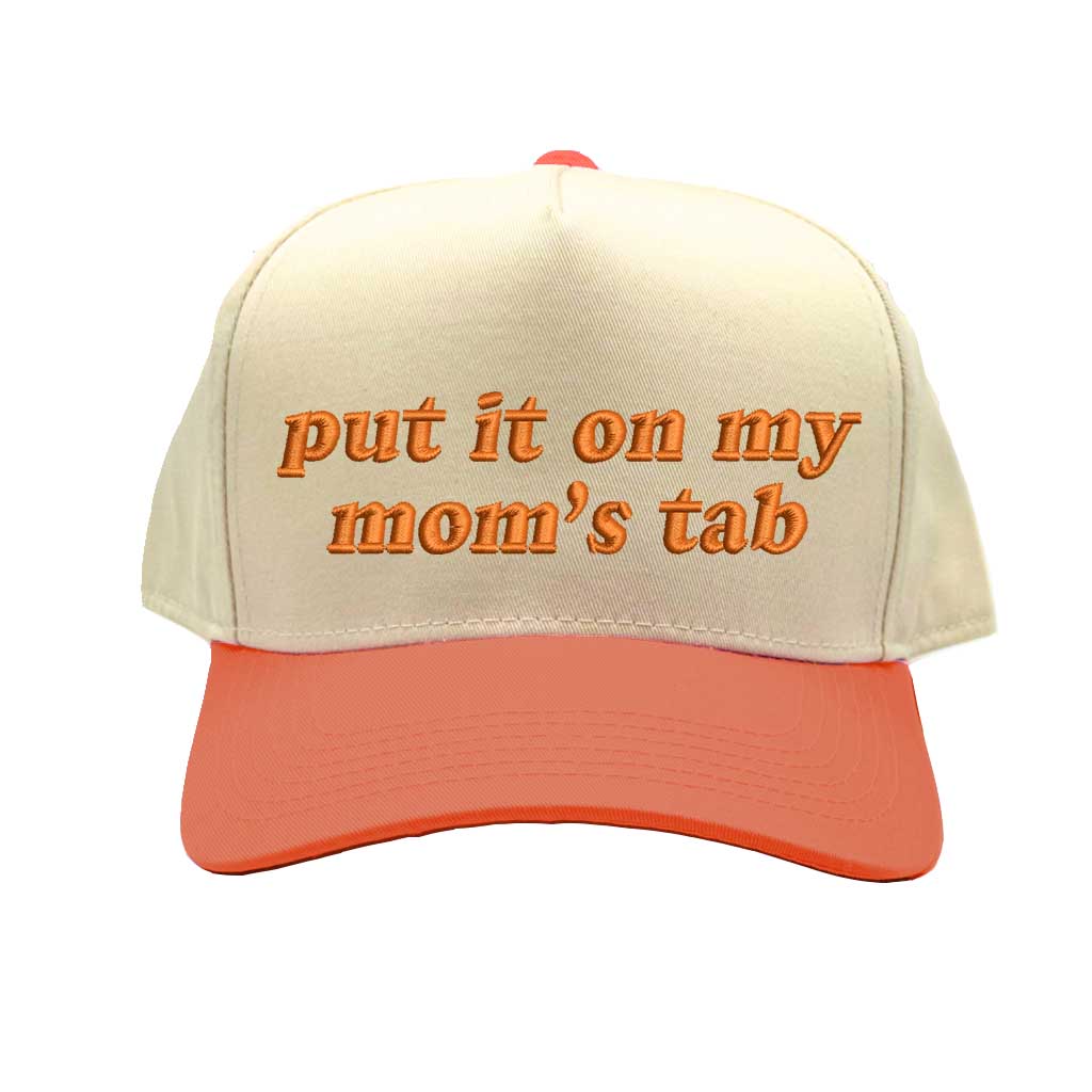 Natural Texas Orange On My Mom’s Tab Spring Two Tone 5 Panel Embroidered Baseball Hat! Featuring a stylish two-tone design, premium embroidery, and an adjustable snapback closure for the perfect fit - DSY Lifestyle