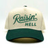 Natural Forest Green Raisin Hell 5-Panel Two-Tone Embroidered Baseball Hat – A bold, rebellious cap featuring premium embroidery and a sleek two-tone design for those who live unapologetically – DSY Lifestyle