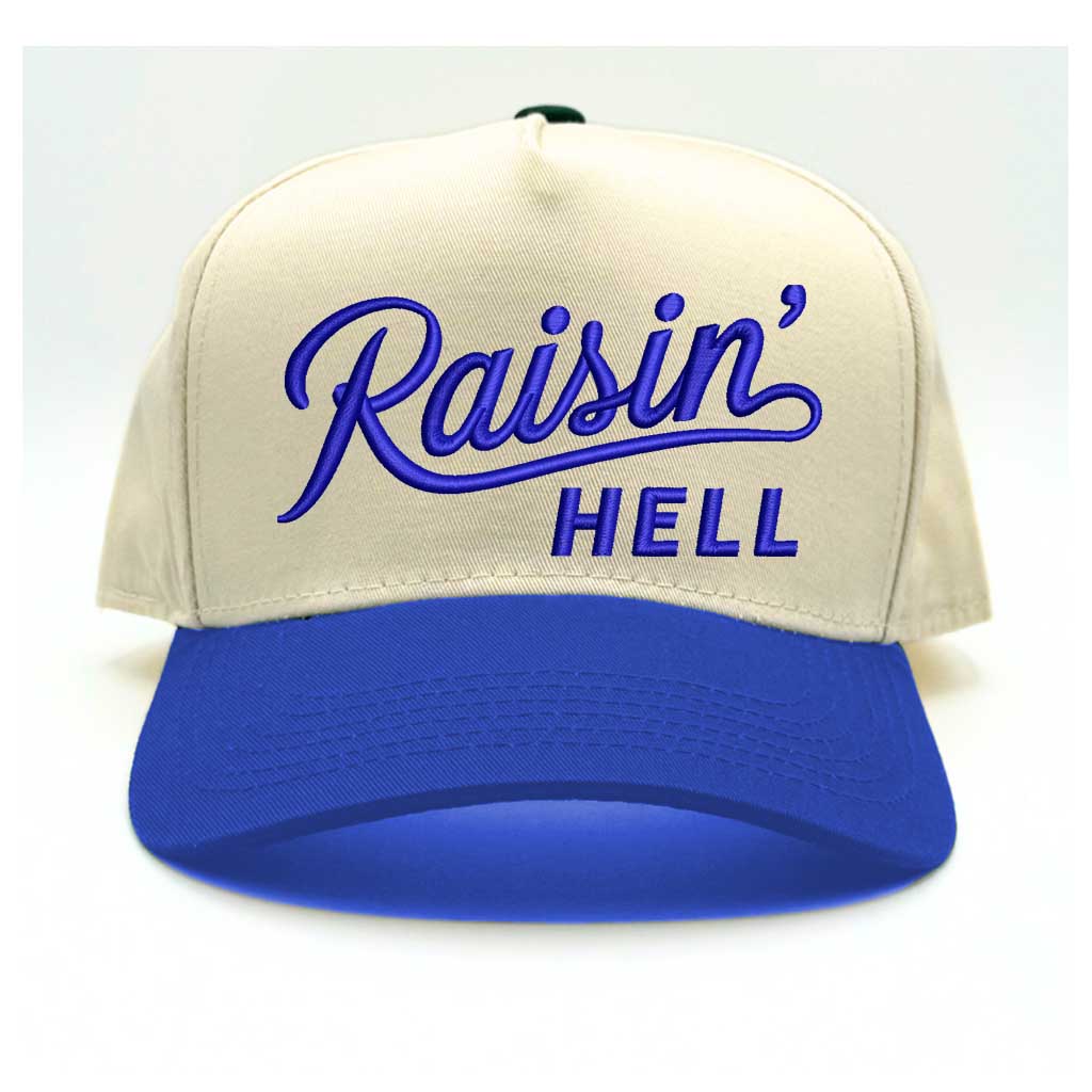 Raisin Hell 5-Panel Two-Tone Embroidered Baseball Hat – Bold, Playful & Rebellious!