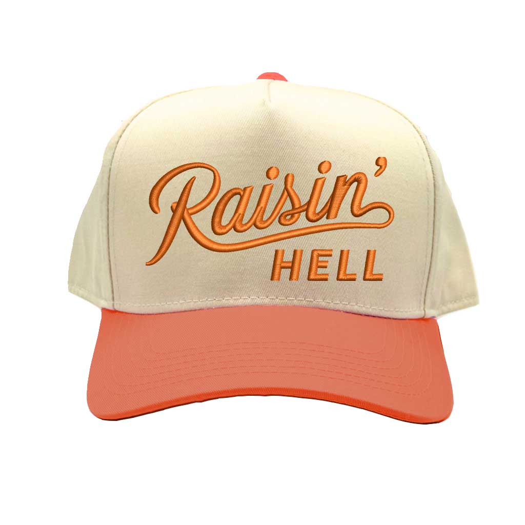 Natural Orange Raisin Hell Spring 5-Panel Two-Tone Embroidered Baseball Hat – A rebellious, embroidered cap with a fresh two-tone design, perfect for those who live unapologetically – DSY Lifestyle
