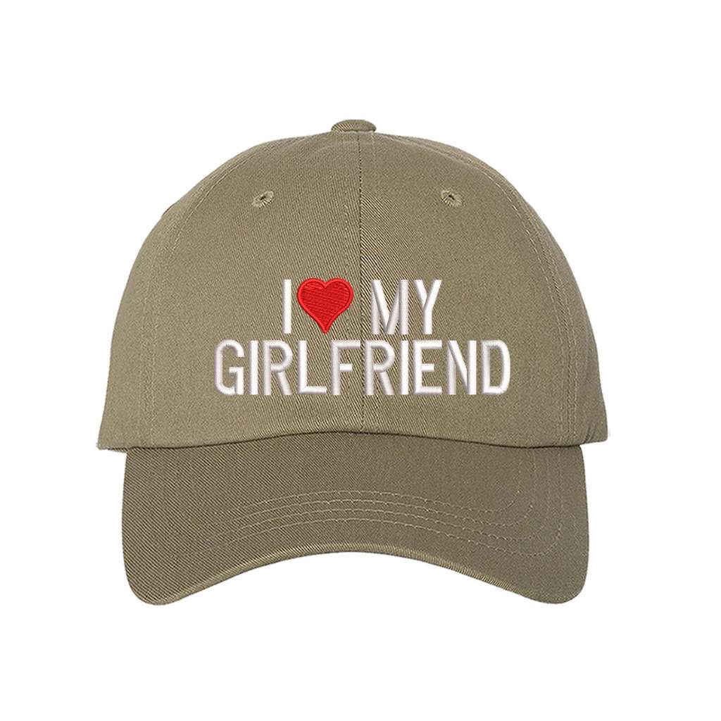 Stone baseball hat embroidered with the phrase i love my girlfriend but love is a heart- DSY Lifestyle