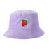 Lilac Bucket Hat embroidered with a strawberry - DSY Lifestyle