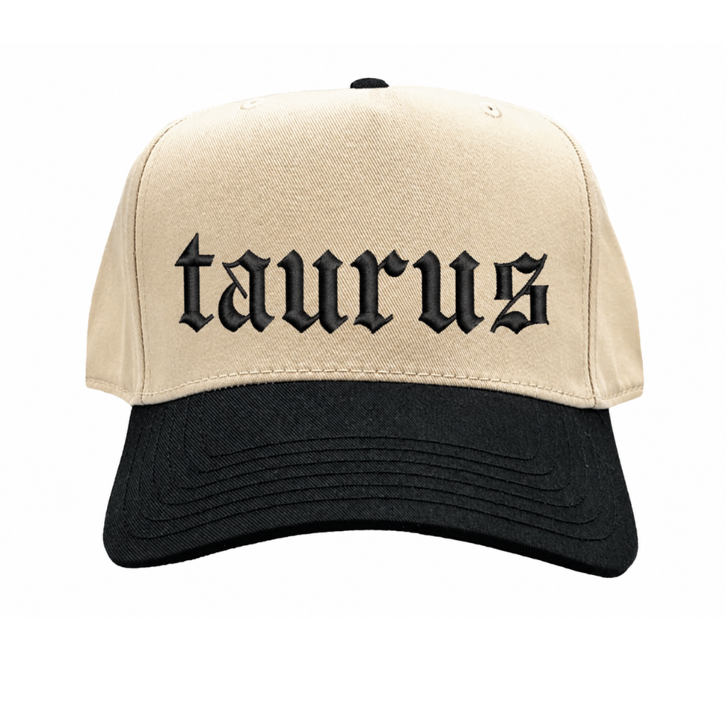 Natural Black Taurus zodiac embroidered baseball hat for women. Two tone statement caps for effortless outfits and everyday street style. - DSY Lifestyle.