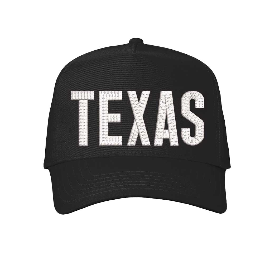 Solid Black Texas embroidered 5-panel baseball hat. A statement baseball hat for women who love Texas pride, street style, and effortless outfits. - DSY Lifestyle
