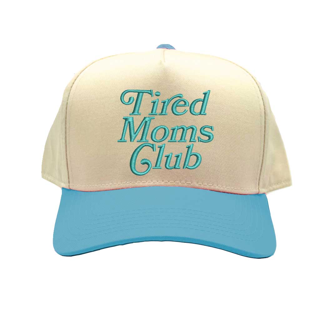 Natural Aqua Tired Moms Club 5-Panel Baseball Hat – A breathable, embroidered cap for sleep-deprived moms who do it all – DSY Lifestyle