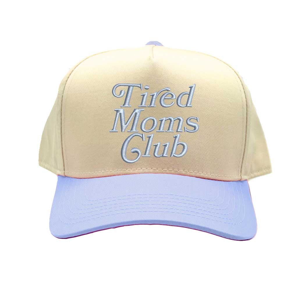 Natural Sky Blue Tired Moms Club 5-Panel Baseball Hat – A breathable, embroidered cap for sleep-deprived moms who do it all – DSY Lifestyle