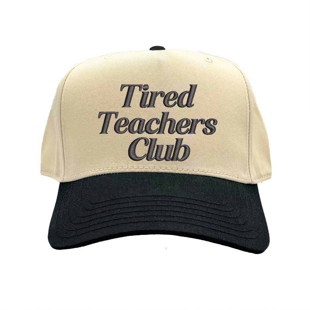 Natural Black Tired Teacher Club embroidered baseball hat in a premium two-tone colorway with high-density stitching by DSY Lifestyle.