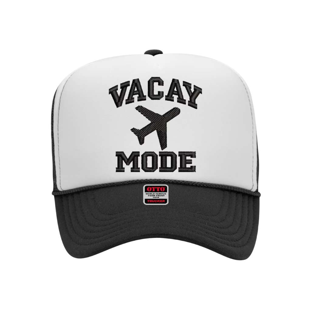 Black trucker hat embroidered with Vacay Mode - DSY Lifestyle