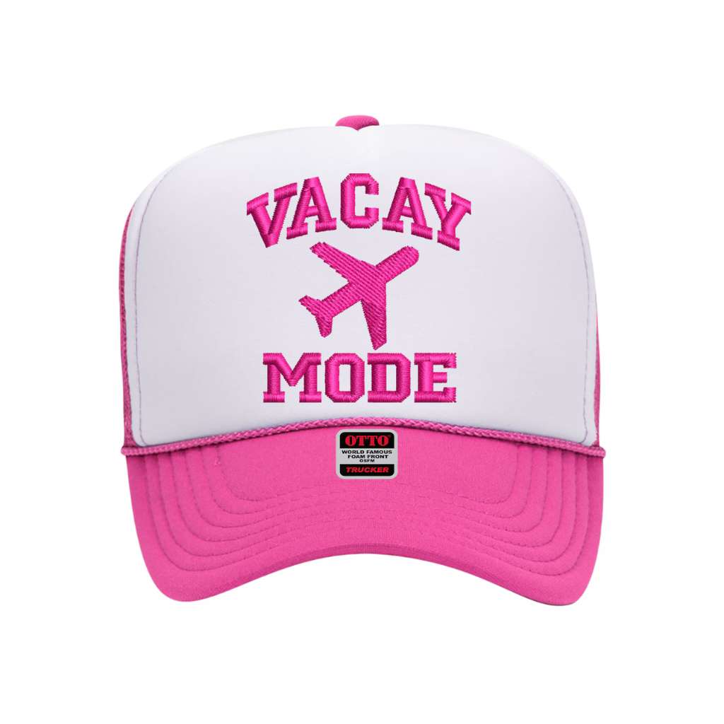 Hot Pink trucker hat embroidered with Vacay Mode - DSY Lifestyle