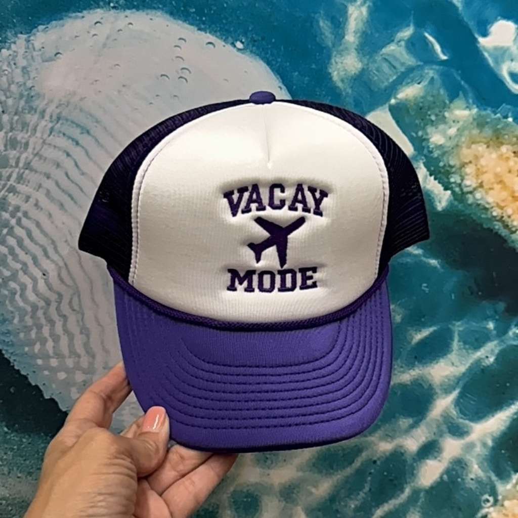Royal Blue trucker hat embroidered with Vacay Mode - DSY Lifestyle