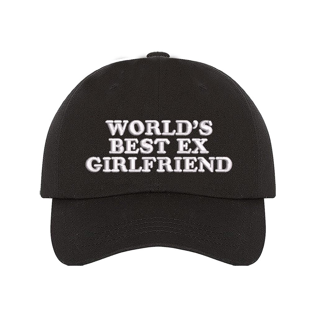 Black baseball hat embroidered with the phrase worlds best ex girlfriend-DSY Lifestyle