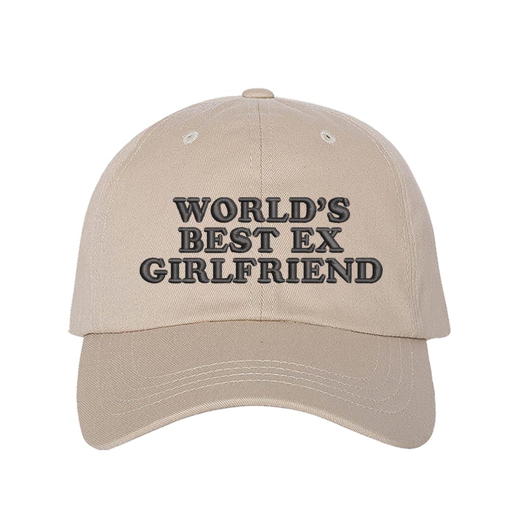 Stone baseball hat embroidered with the phrase worlds best ex girlfriend-DSY Lifestyle