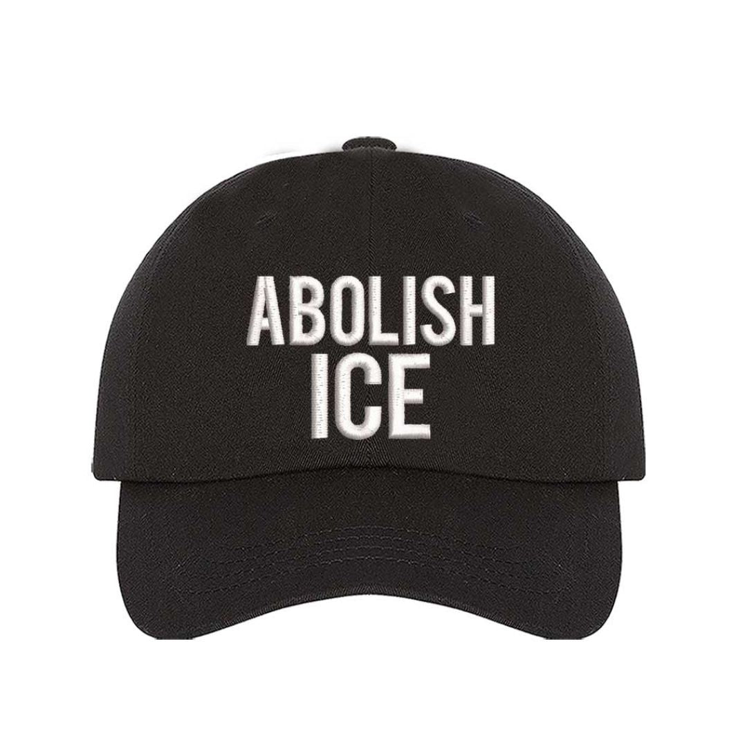 Black embroidered baseball hat with “Immigrants Make America Great” stitched on front and hook and loop adjustable closure – DSY Lifestyle