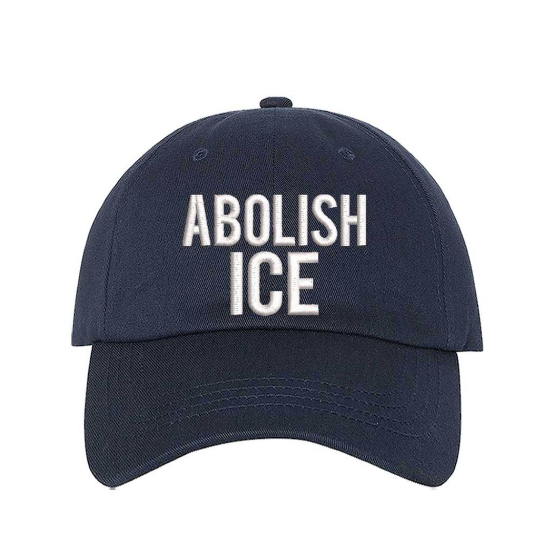 Navy Blue embroidered baseball hat with “Immigrants Make America Great” stitched on front and hook and loop adjustable closure – DSY Lifestyle