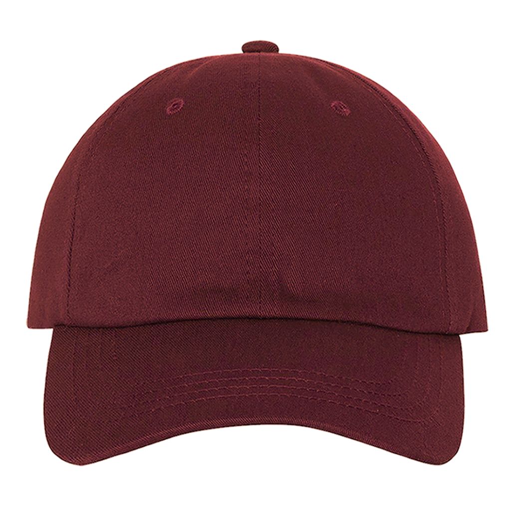 Burgundy custom embroidered baseball hat personalized with your text or logo