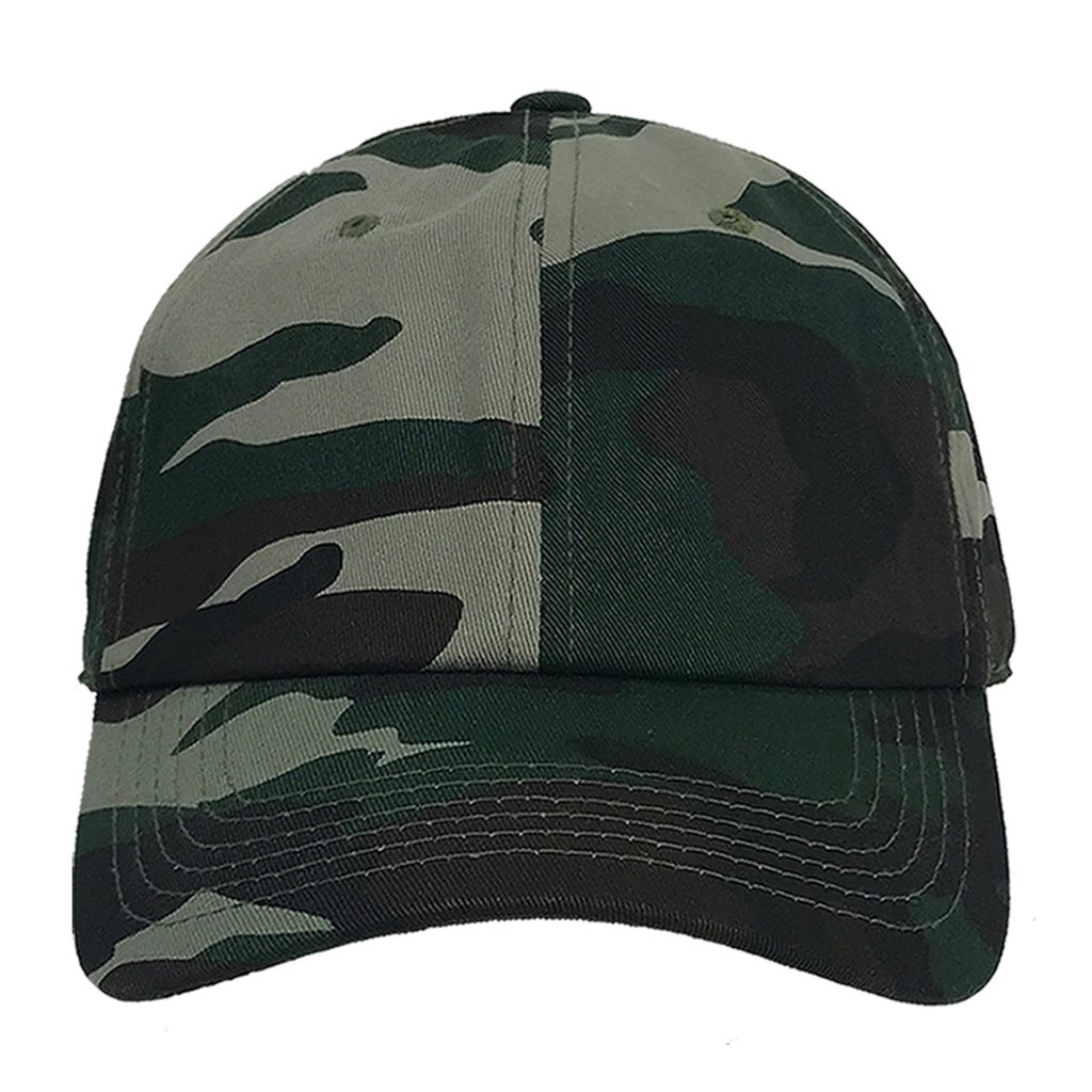Camo custom embroidered baseball hat personalized with your own text or logo
