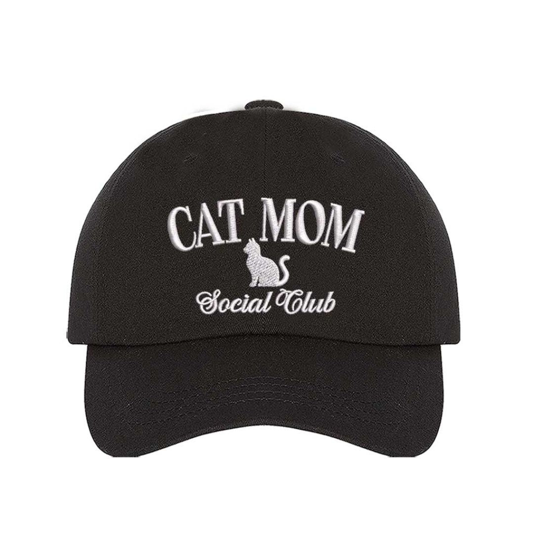 Black Cat Mom Social Club embroidered baseball hat with adjustable hook & loop closure, cute classic cap for cat lovers and pet moms – DSY Lifestyle.
