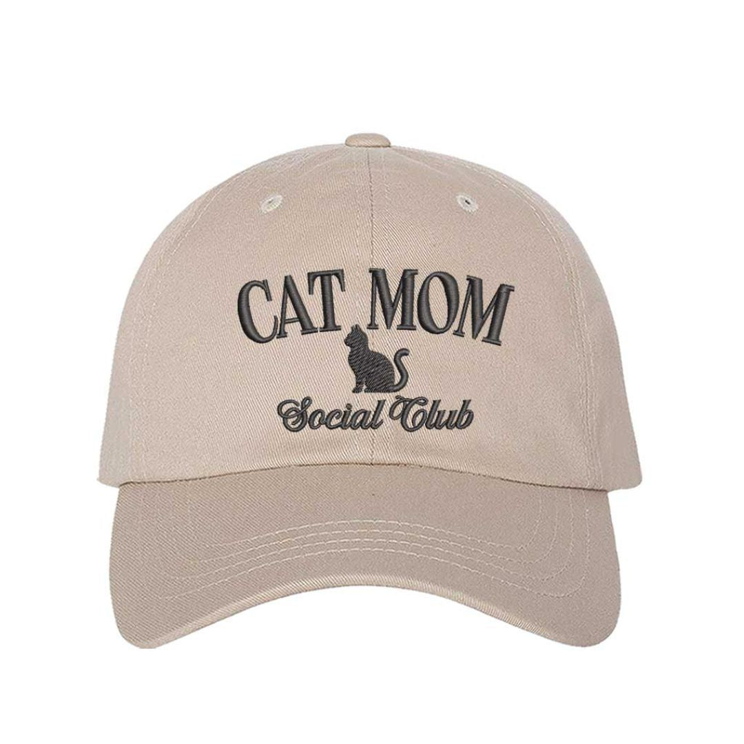 Stone Cat Mom Social Club embroidered baseball hat with adjustable hook & loop closure, cute classic cap for cat lovers and pet moms – DSY Lifestyle.