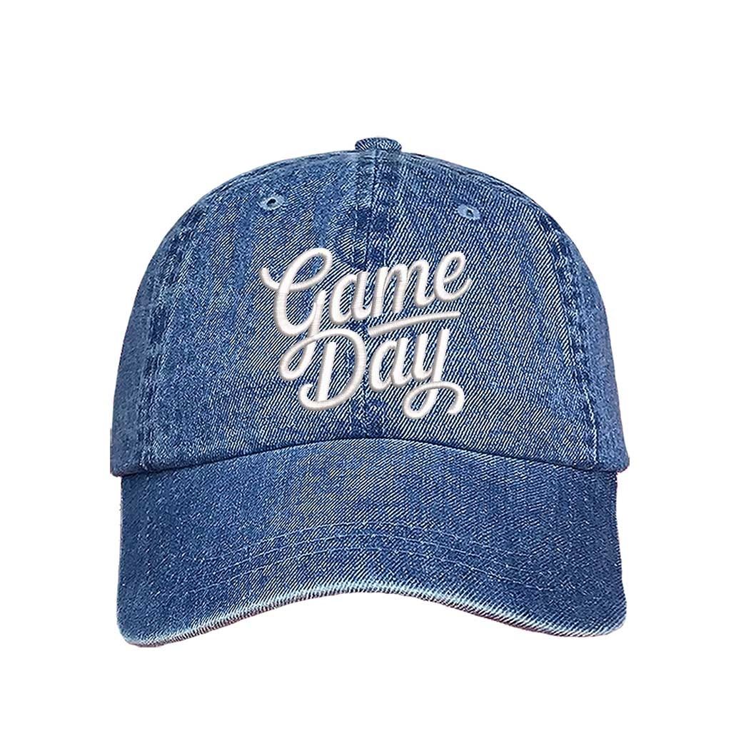 Light Denim Game Day 3D Embroidered Baseball Hat with adjustable strap and raised embroidery - DSY Lifestyle