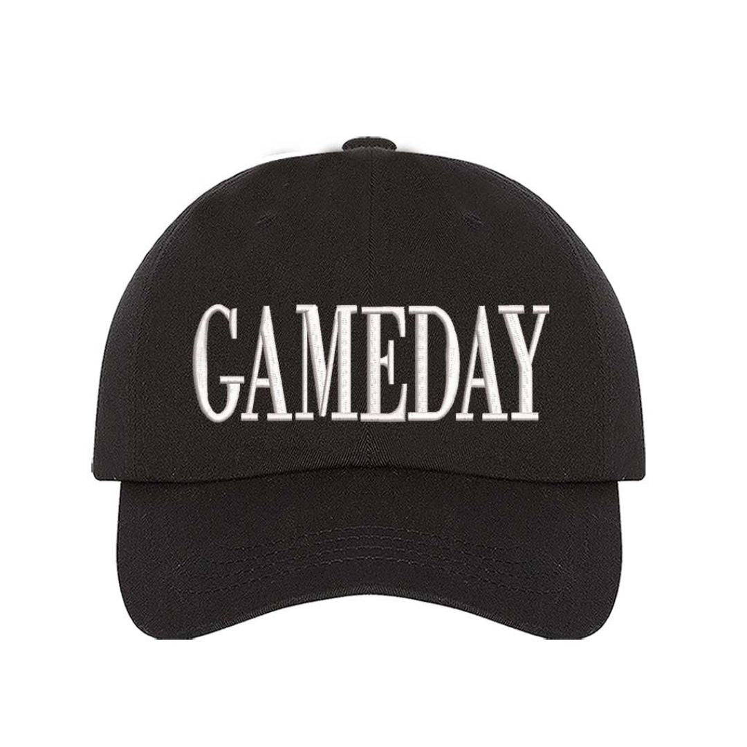 Black Gameday embroidered baseball hat with adjustable strap and curved brim - DSY Lifestyle