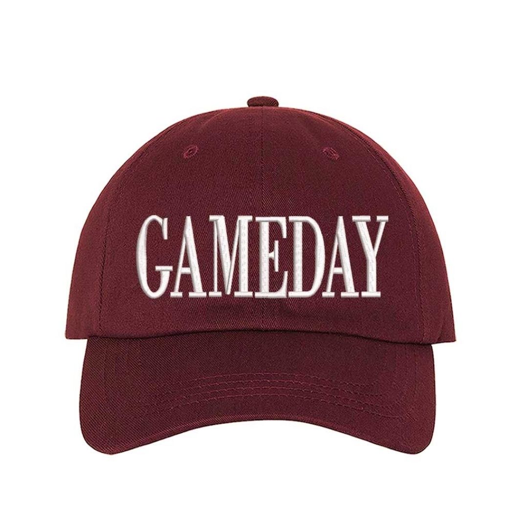 Burgundy Gameday embroidered baseball hat with adjustable strap and curved brim - DSY Lifestyle