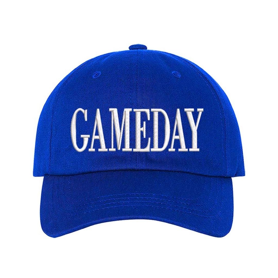 Royal Blue Gameday embroidered baseball hat with adjustable strap and curved brim - DSY Lifestyle