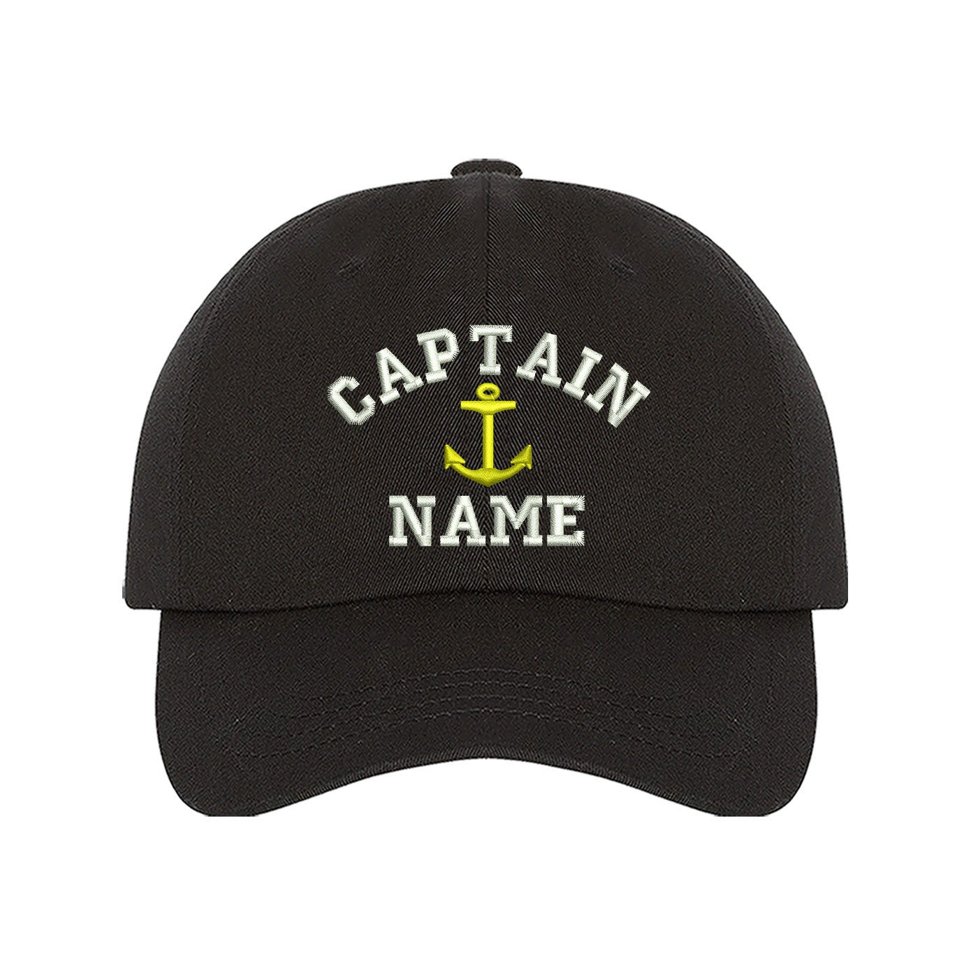 Embroidered captain name cap, close-up of stitching — DSY Lifestyle