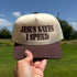 Natural Brown The Jesus Saves I Spend two-tone 5-panel embroidered hat is the perfect blend of faith and fun—designed for stylish believers with a love for shopping. - DSY Lifestyle