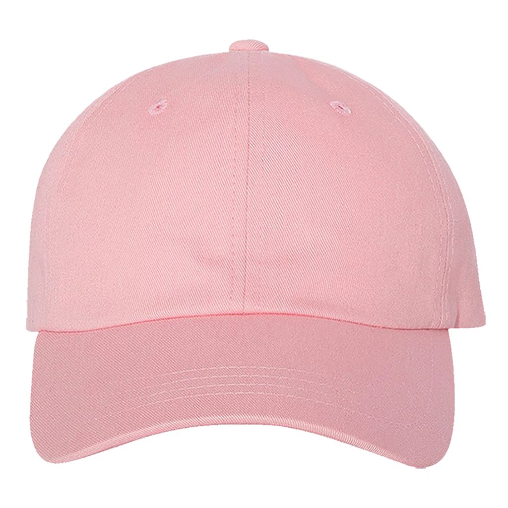 Light pink custom embroidered baseball cap personalized with your own text or logo