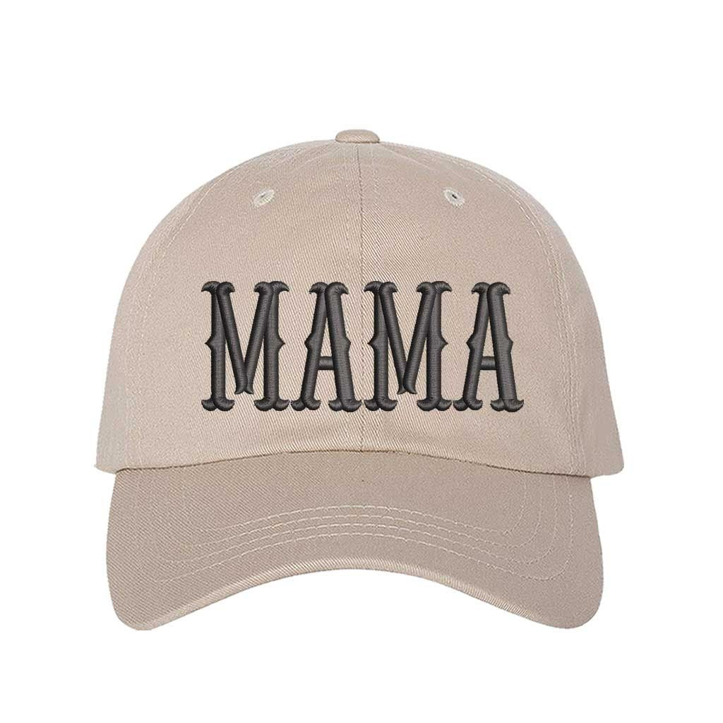 Stone Mama Bold Embroidered Baseball Hat in classic cotton with pre-curved brim and hook and loop closure. DSY Lifestyle.