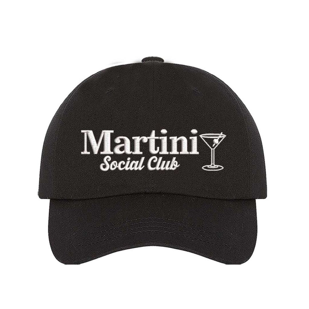 Black Chic โMartini Social Clubโ embroidered baseball hat โ the perfect cocktail accessory for upscale happy hours and glam get-togethers. - DSY Lifestyle