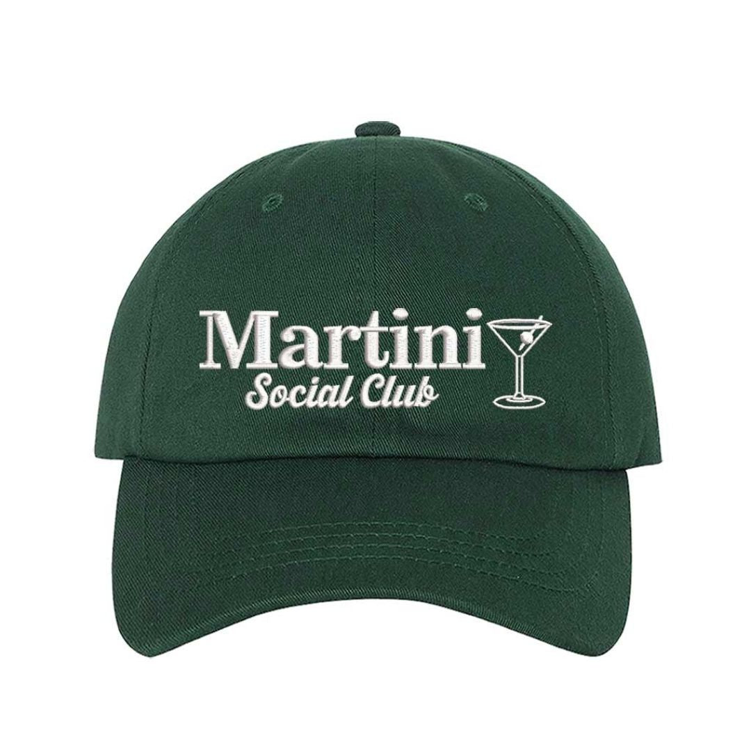 Forest Green Chic โMartini Social Clubโ embroidered baseball hat โ the perfect cocktail accessory for upscale happy hours and glam get-togethers. - DSY Lifestyle
