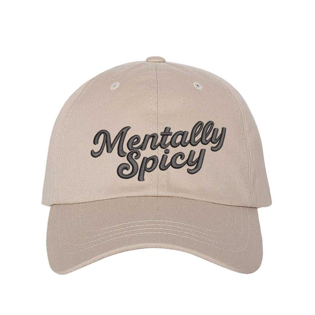 Stone Mentally Spicy embroidered baseball hat with adjustable hook & loop closure, lightweight funny mental health cap for everyday style – DSY Lifestyle.