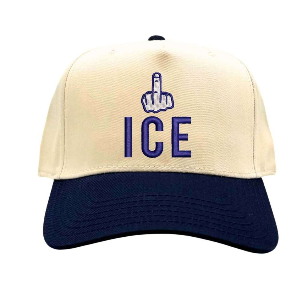Natural Navy Blue embroidered "Fuck ICE" protest hat with powerful human rights message and adjustable snapback closure – DSY Lifestyle