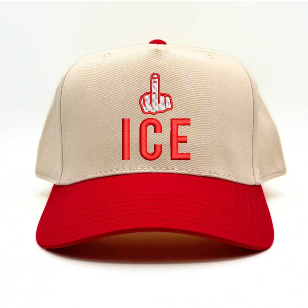 Natural Red embroidered "Fuck ICE" protest hat with powerful human rights message and adjustable snapback closure – DSY Lifestyle