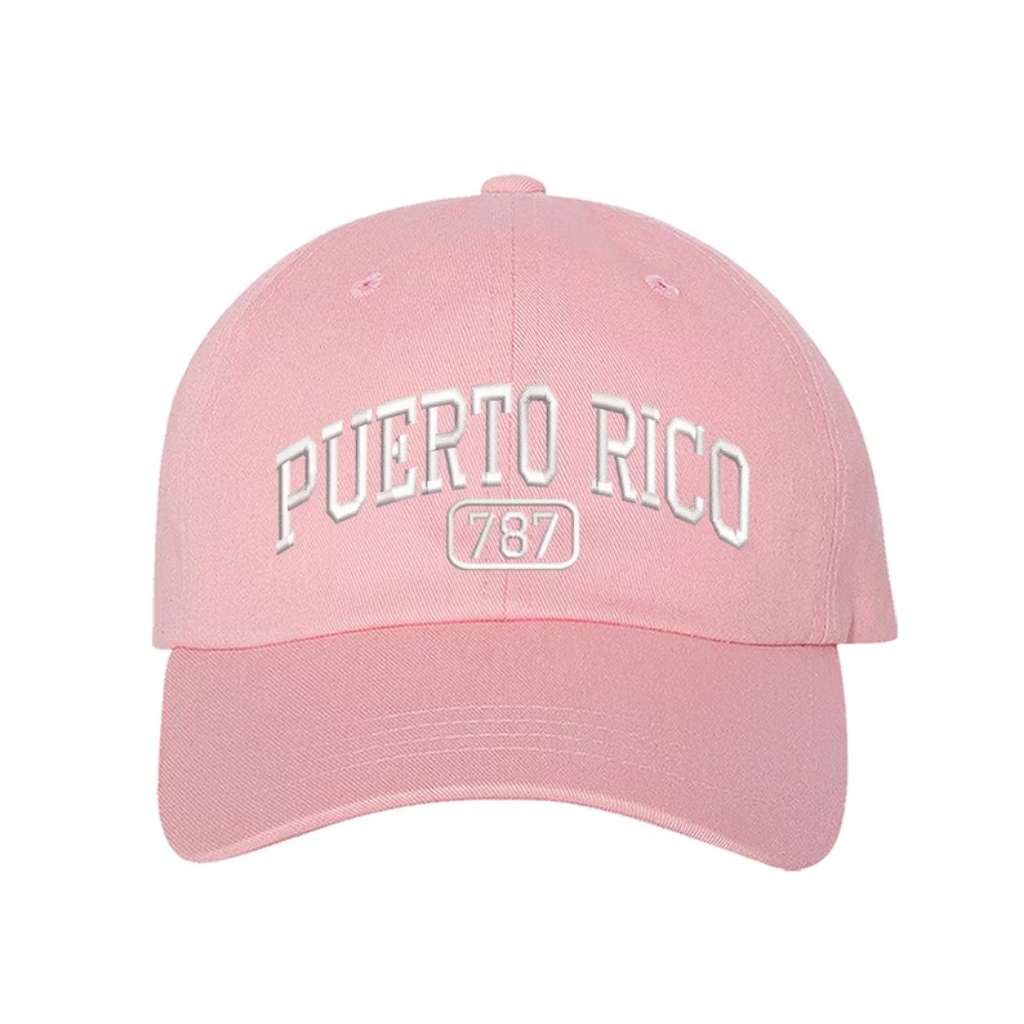 Light Pink baseball hat embroidered with the phrase Puerto Rico 787 - DSY Lifestyle
