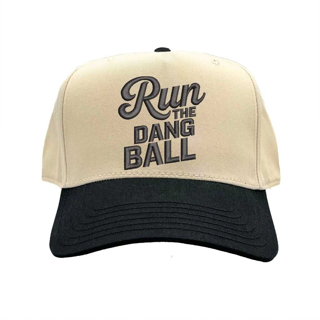 Natural Black Run the Dang Ball Two Tone Baseball Hat Trendy Unisex Adjustable Baseball Cap for Streetwear, Tailgates, Rodeos & Festival Fashion - DSY Lifestyle