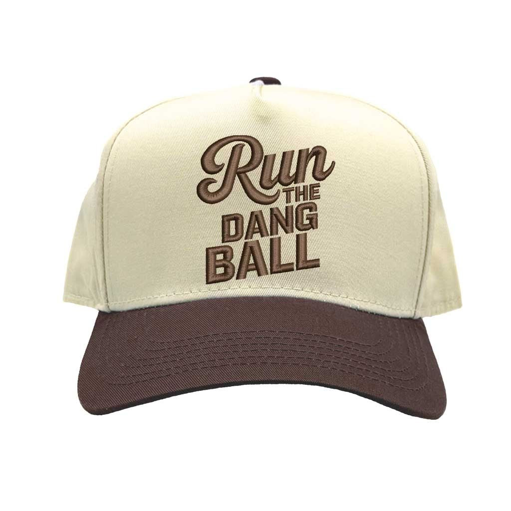 Natural Brown Run the Dang Ball Two Tone Baseball Hat Trendy Unisex Adjustable Baseball Cap for Streetwear, Tailgates, Rodeos & Festival Fashion - DSY Lifestyle